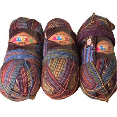Sock Yarn Alize Superwash 4ply 100g 49% Wool/51% Acrylic Color 3319 (3). 11 Oz