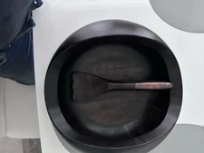 Nambé Oval Acacia Wood Salad Bowl And One Salad Server