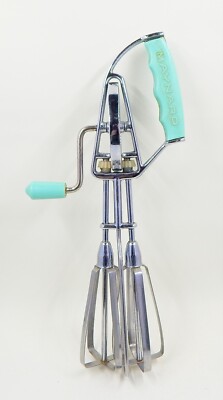 Maynard Hand Mixer Crank Egg Beater Turquoise Handles | eBay