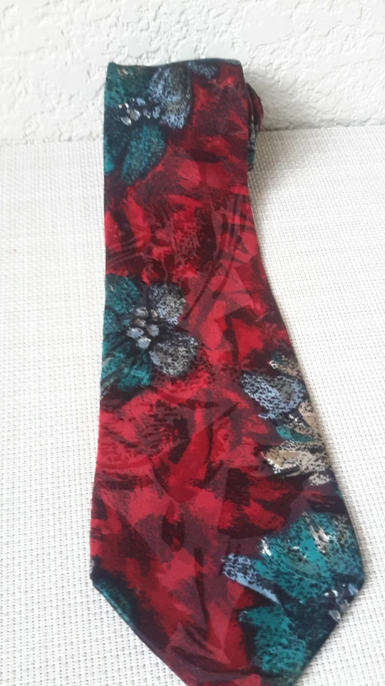 Corbata Austin Gris Hecha en Italia 100% Seda Para Hombre Roja/Azul Vacaciones Usada Foto 2 de 4