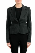 Just Cavalli Wool Black Striped One Button Women's Blazer US S IT 40