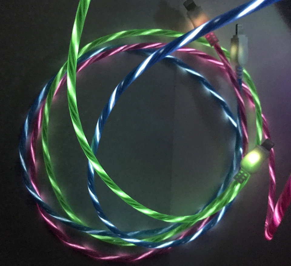 3ft LED el light-up data sync USB charger cable FOR apple iPhone 8 7 6 plus 5s X - Image 4 of 4