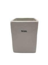 RAE DUNN DESK " THINK" PEN/ PENCIL HOLDER 4.5 T - 3.5 White/Black