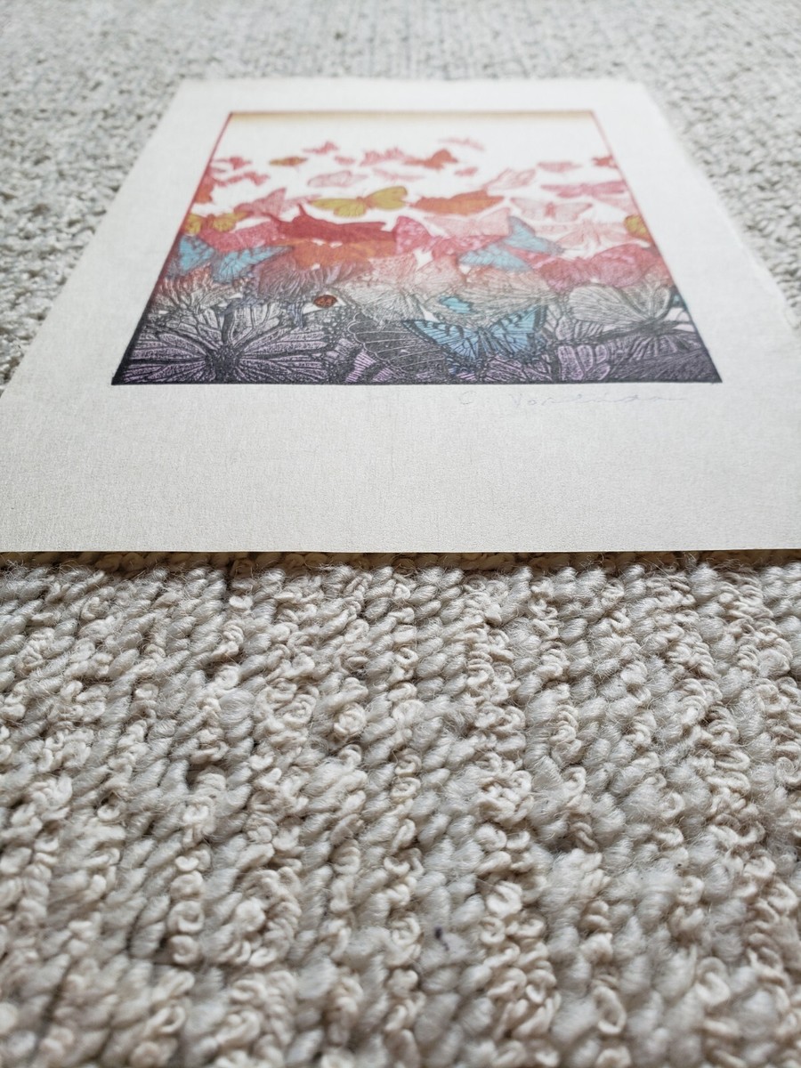 Mitsuko 雑貨 Chizuko Yoshida 1976 Signed Butterflies Woodblock Print | eBay