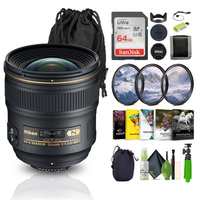 Nikon AF-S NIKKOR 24mm f/1.4G ED Auto Focus Zoom Lens (2184) Bundle