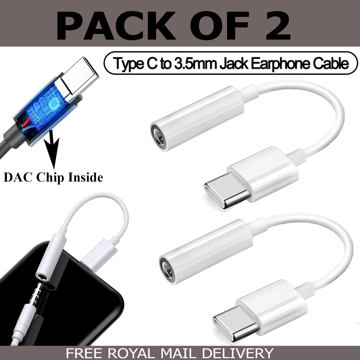 2X USB Type C To Headphone Earphone Jack For Google Pixel  Pro XL