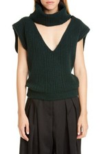 JACQUEMUS Rib Merino Wool Turtleneck Sweater Vest In Green FR 38 US 6 M Org 495