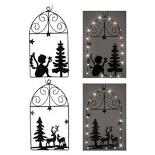 LED Fensterbild mit Timer Metall Engel Stern Lichterkette 20 Leuchten