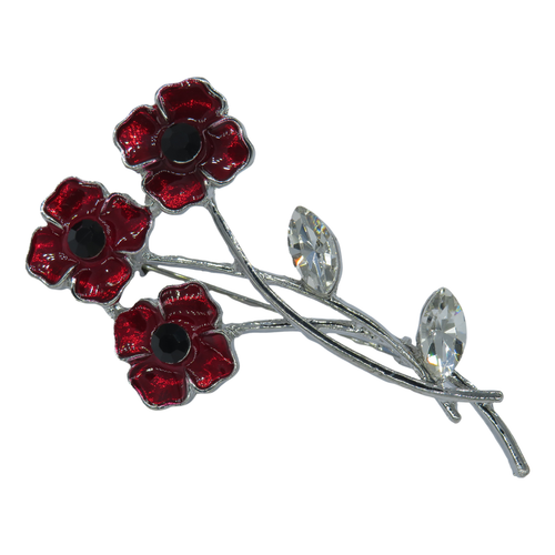 Broche Forma Flor con Flores Rojas Mujer Bisutería Bisutería Colores Plata - Imagen 2 de 4