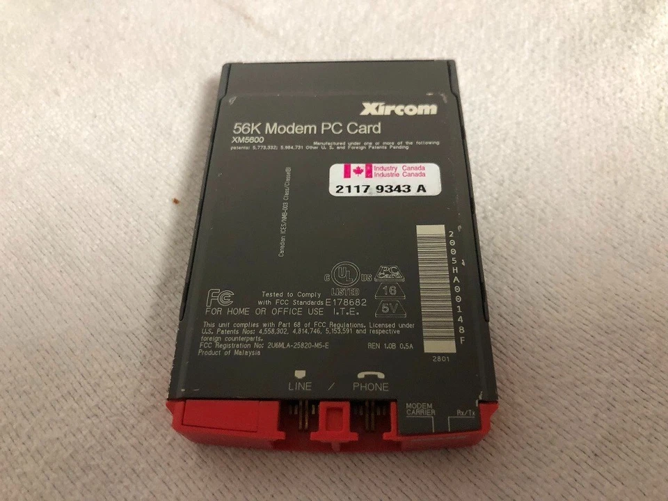 Xircom Modem 56K Tarjeta PC Modelo XM5600 Foto 3 de 4
