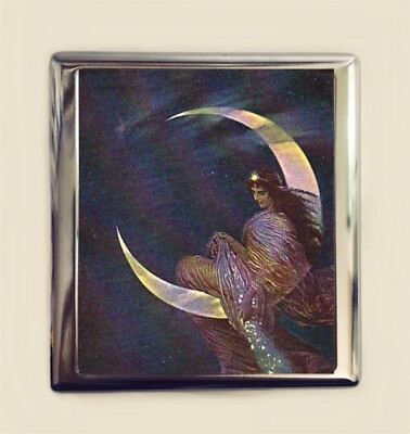 Fairy on Moon Cigarette Case Business Card ID Holder Fairy Tale Storybook  Art 2