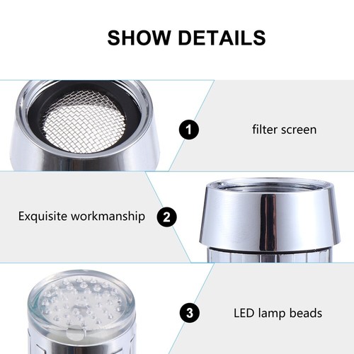 LED Water Tap Replacement Colorful Light Changing Plastic Bathroom Sink Faucet - Picture 6 of 12