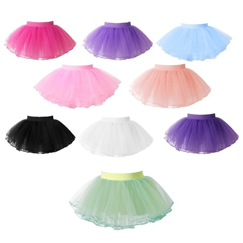 Kids Girls Tulle Layered Ballet Dance Tutu Skirt Elastic Waist Mesh Party Skirts - Picture 5 of 79