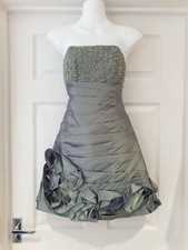 BLUSH PROM Dress Olive Green & Silver Two Tone Beaded Occasion Wear UK Size 10