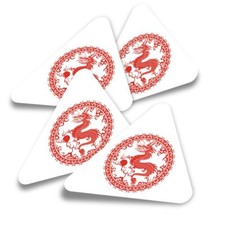 4x Triangle Stickers - Chinese Red Dragon Martial #4085