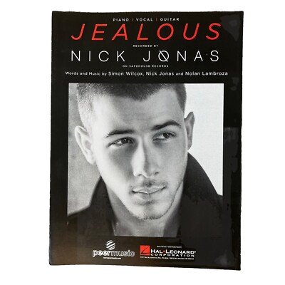 Jealous Sheet Music Piano Vocal Guitar Nick Jonas NEW Hal Leonard