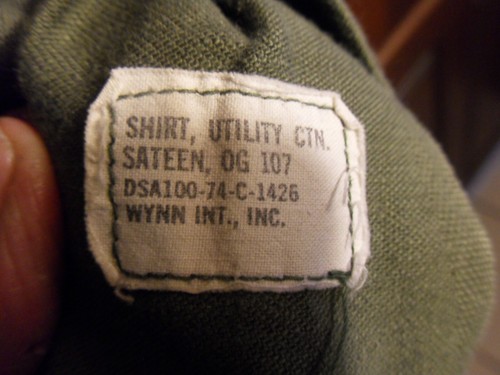 VTG 1974 ARMY Vietnam Sateen Cotton Utility Shirt LS OG 107 14.5 X 31 S - Picture 9 of 12