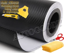 36" x 60" Black Carbon Fiber Vinyl Wrap 3D Bubble Free Air Release 3ft x 5ft