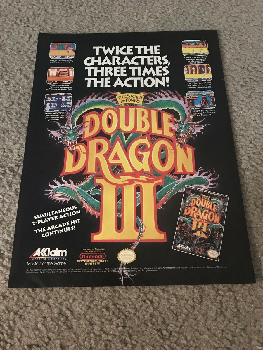 Vintage 1990 DOUBLE DRAGON III 3 NES NINTENDO Video Game
