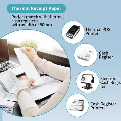 80 x 80mm, 57 x 38mm Thermal Paper EFTPOS Credit Card Cash Register Receipt - Picture 2 of 15