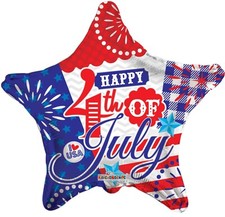 Happy 4th Of July Star Shape 18" Foil Balloon Non-Packaged