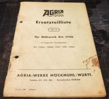 Orig.Agria Ersatzteilliste für Mähwerk Art 1746 zusatzgeräten 1546a,1546b, usw