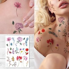 Supperb Temporary Tattoos - Watercolor Handrawn painted flowers floral Tattoos