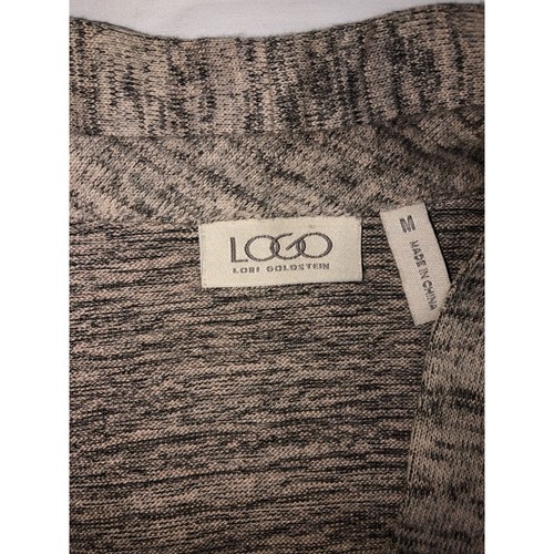 Logo Lori Goldstein Size M Zip Front Cardigan Tunic Shacket Mixed Media Beige - Picture 4 of 11