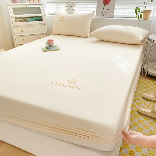 Egyptian Cotton Fitted Sheet with Elastic Band Plain Adjustable Mattress Cover - Picture 27 of 40