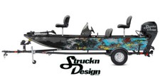 Boat Wrap Blue Black Colorful Vinyl Graphic Decal Kit Fish Abstract Camo Patch Boat Wrap Blue Black Colorful Vinyl Graphic Decal Kit Fish Abstract Camo Patch