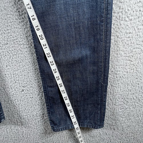 7 For All Man Kind Jeans Men’s Size 34 Slimmy Straight Leg Denim Blue Whiskering - Picture 14 of 15