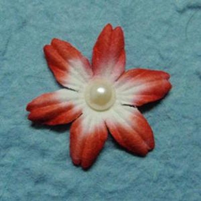 *** PK 10 ROT UND WEISSE PERLEN BLUMEN VERZIERUNGEN FÜR KARTEN ODER BASTELN **