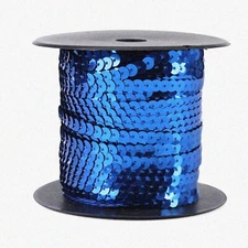SparkleStitch 100Yd Sequin Trim: 6mm Shiny Strings for Clothes & Hair Decor - Bl