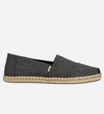 TOMS Women's Black Sunspots Crossweave Alpargata Rope Polka Dot Espadrille 6.5