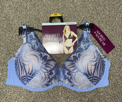 NWT Womens Adored Adore Me Layla Blue Lace Push Up Bra Size 32D