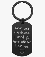 Gifts for Men - Drive Safe Keychain for Boyfriend - Drive Safe Keyring Black