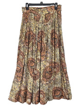 Vintage Womens Skirt Pleated Paisley Print JG Hook Sz 12 Flowy Rayon Wool Blend