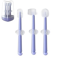 PandaEar 3 Pack Silicone Toddler Toothbrushes 0 to 18 Months, Baby Purple