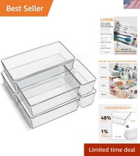 6 Pack Clear Plastic Drawer Organizer Trays - Elegant  Durable Storage Solution