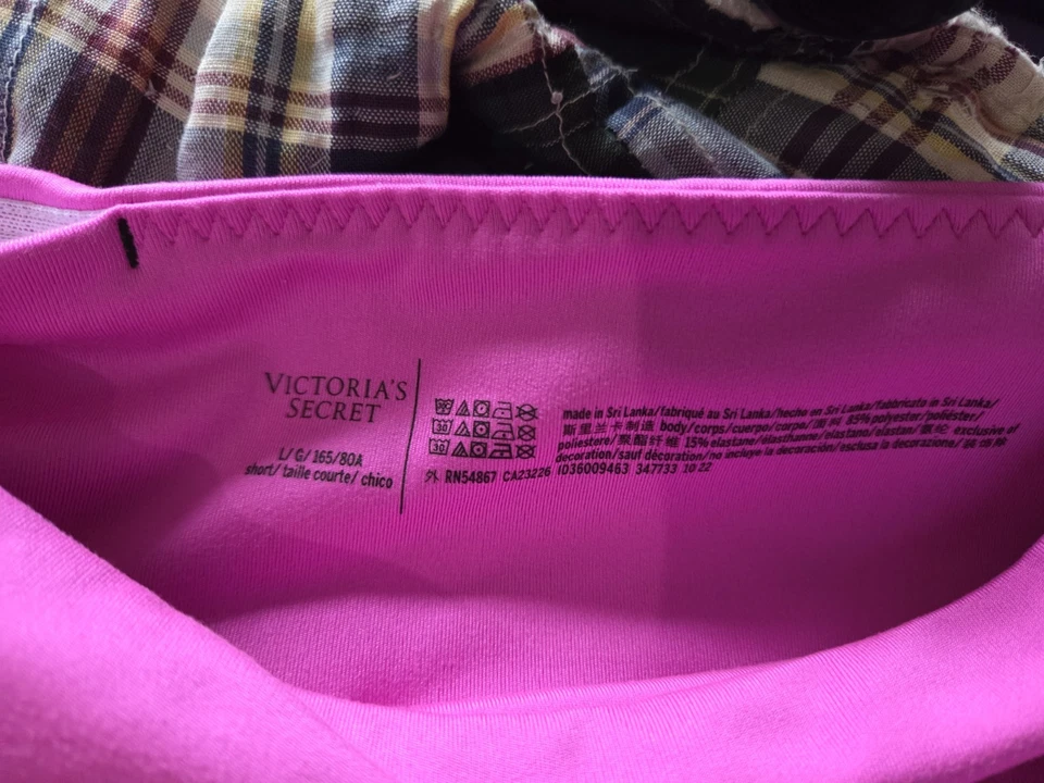 Leggings listradas brancas rosa brilhante bolsos tamanho G - Imagem 4 de 4