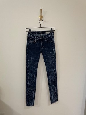 Rag & Bone Skinny Jeans Women's Size 24 Acid Wash Blue Grunge Y2K