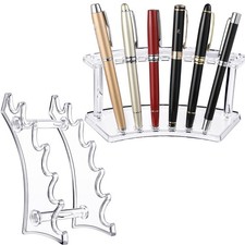 Sherr 2 Pcs Plastic Pen Holder Display Stand, 6 Slot Rack, Clear