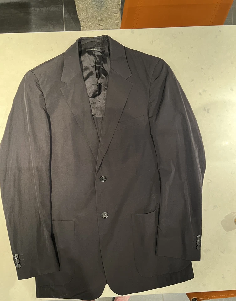 Blazer Prada 2 Botones Negro Nylon Algodón 48R Hecho en Italia Foto 4 de 4