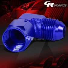 12AN AN12 AN-12 FEMALE 90 DEGREE BULKHEAD FLARE BLUE ALUMINUM ANODIZE FITTING