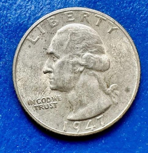 1947 Washington Quarter. 90% Silver. AU Condition. Charity Auction.