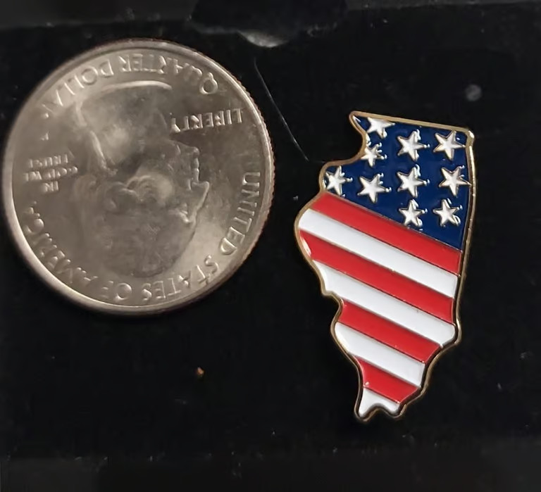 State of Illinois motorcycle vest , lapel, hat pin