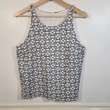 NWT Francesca's Miami Sleeveless Top Blue Embroidered Floral Tank Size Small