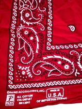 Made in USA Red Bandana Paris Accessories RN 13960 Vintage Neckerchief *read!