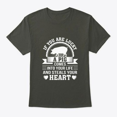 Mini Pig Comes Your Life Steals Heart T-Shirt Made in the USA Size S to 5XL
