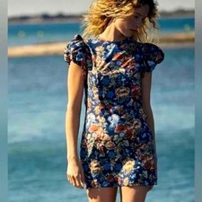 DOEN Lyric Dress size S made w/Liberty Fabric Mini Shift Cotton Puff Sleeve NWOT